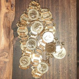 *Vintage* 1965 Queen Elizabeth Regina Gold Plated Coin Adjustable Chain Belt